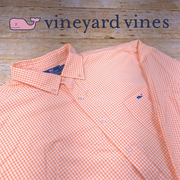 Vineyard Vines Other - Vineyard Vines Men's Orange Gingham Shirt XXL
